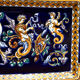 Cake dish cake Gien Renaissance blue background