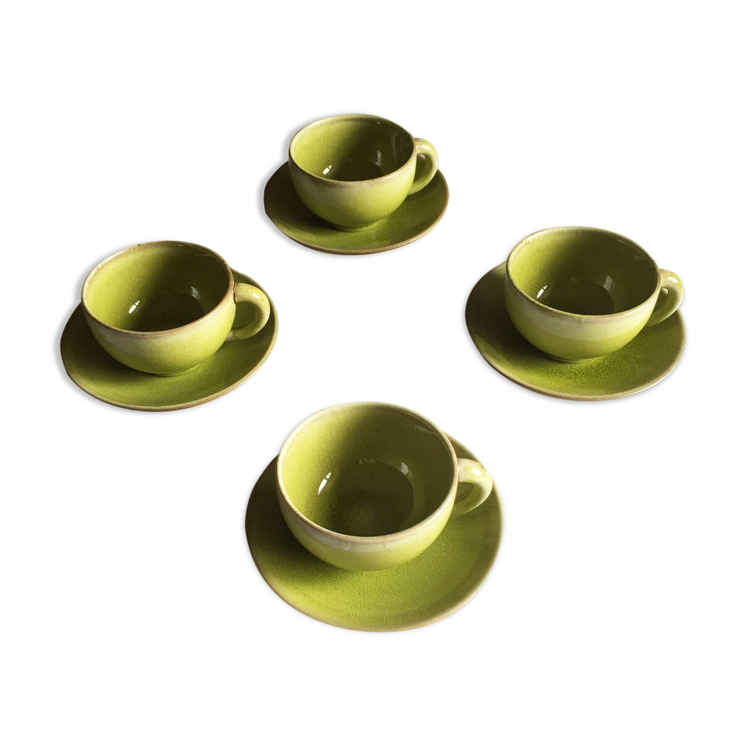 Set of 4 cups tea/coffee Jars with saucers