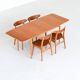 Hans Wegner drop-leaf dining table in beach and teak Denmark 1950