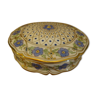 Bonbonnière porcelain Limoges floral decoration G. Michaud hand painted
