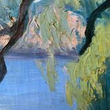 Painting "The sunny pontoon" HST signed A. Robert (post impressionist)