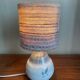 Stoneware bedside lamp with woven wool lampshade, 70s