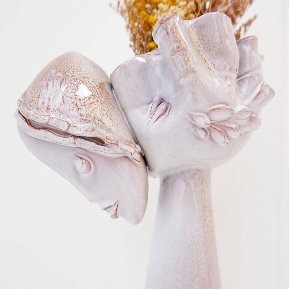 Ceramic sculpture of a female face - flower vase decoration