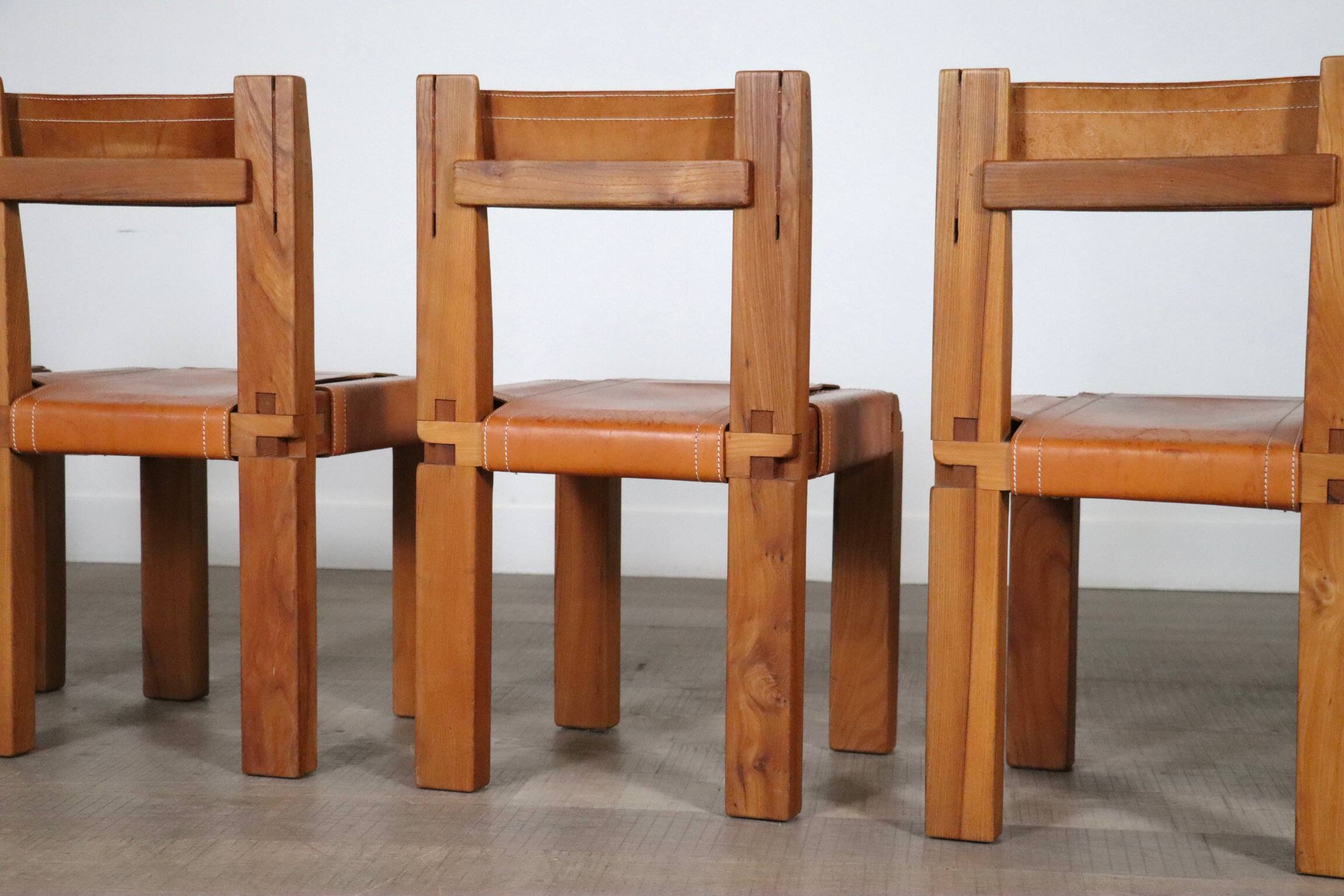 Set of 6 Pierre Chapo S11 Dining Chairs, France, 1960s