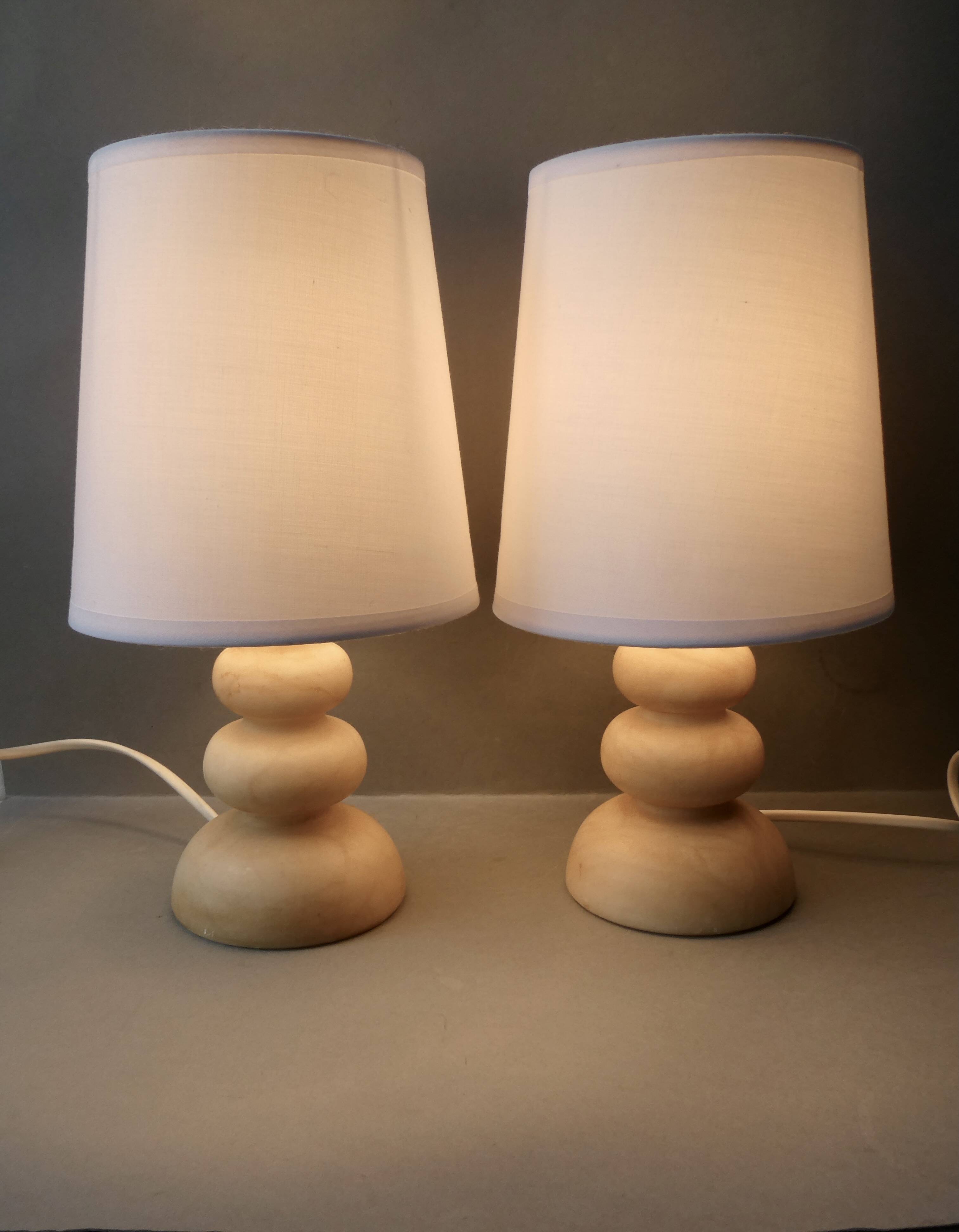 Pair of alabaster lamps, 70s-80s