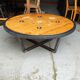 Large industrial coffee table metal and wood drum