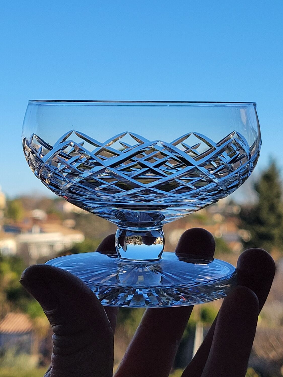 6 St Saint Louis champagne glasses Florian model in cut crystal 539