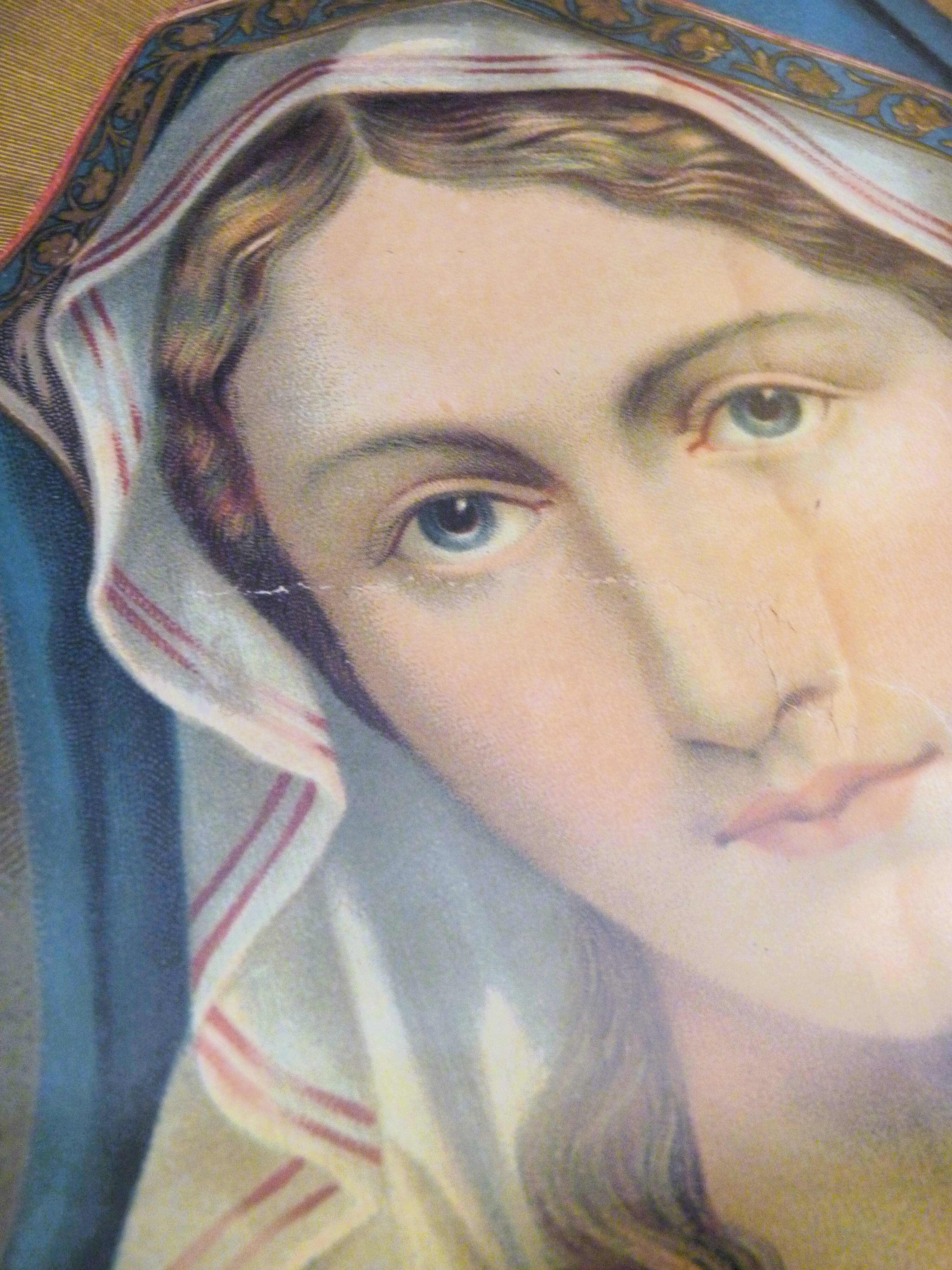 Painting Golden frame Virgin Mary immaculate heart