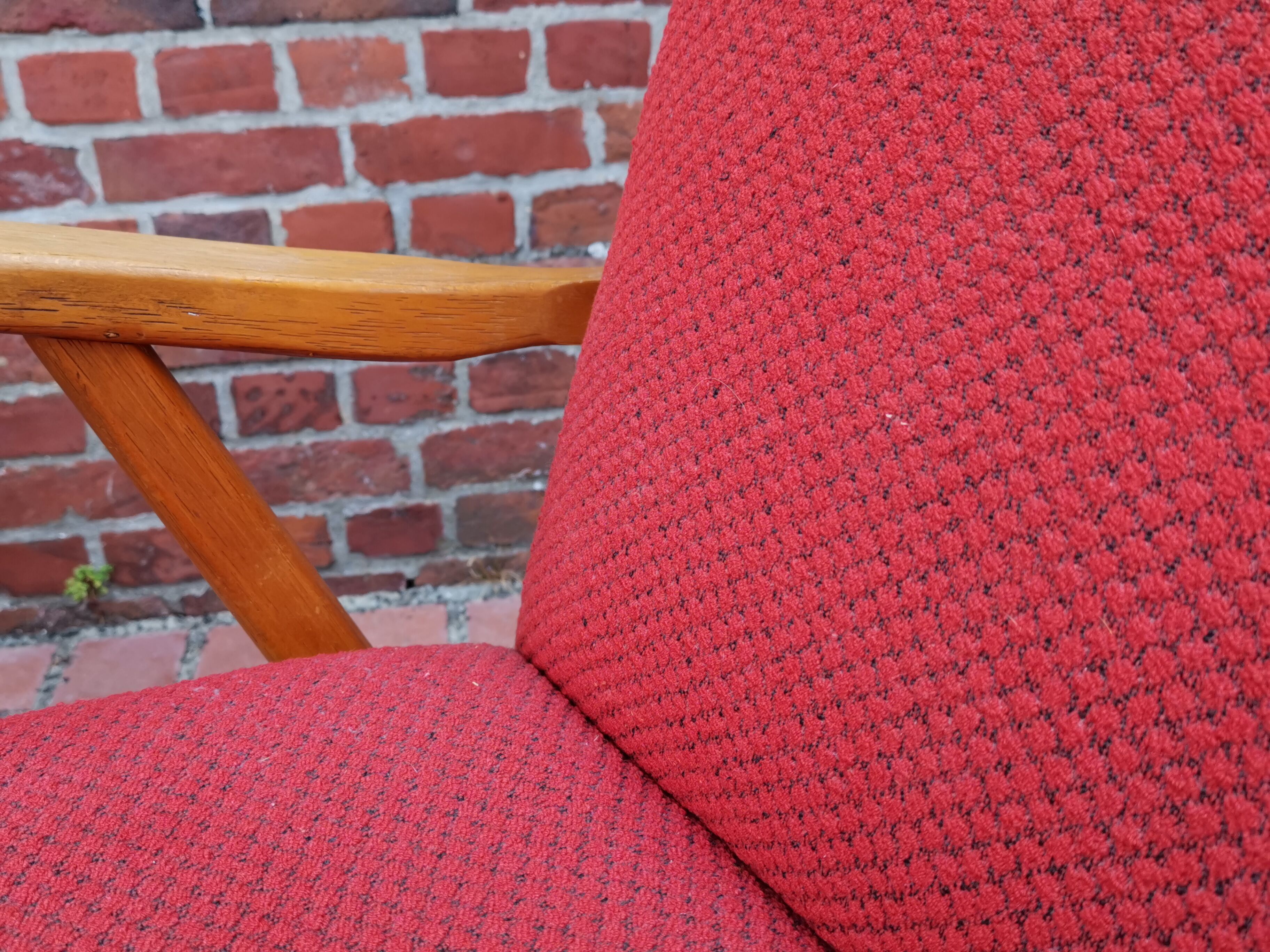 Pair of czechoslovak armchairs red compass feet annee 60