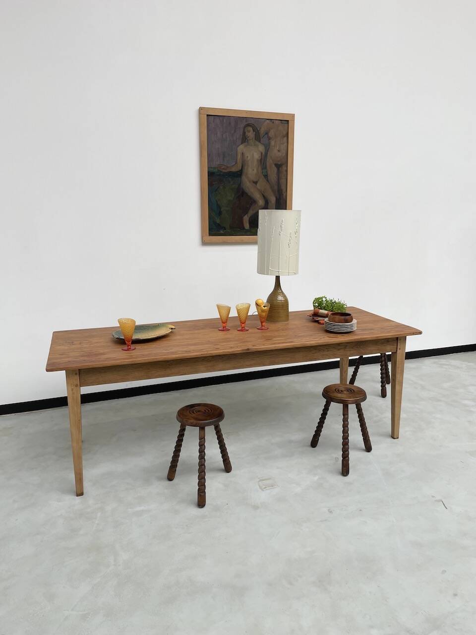 Pine and oak farmhouse table 220 cm