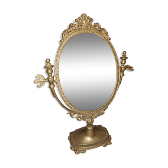 Miroir sur pied ancien pivotant 28x39cm