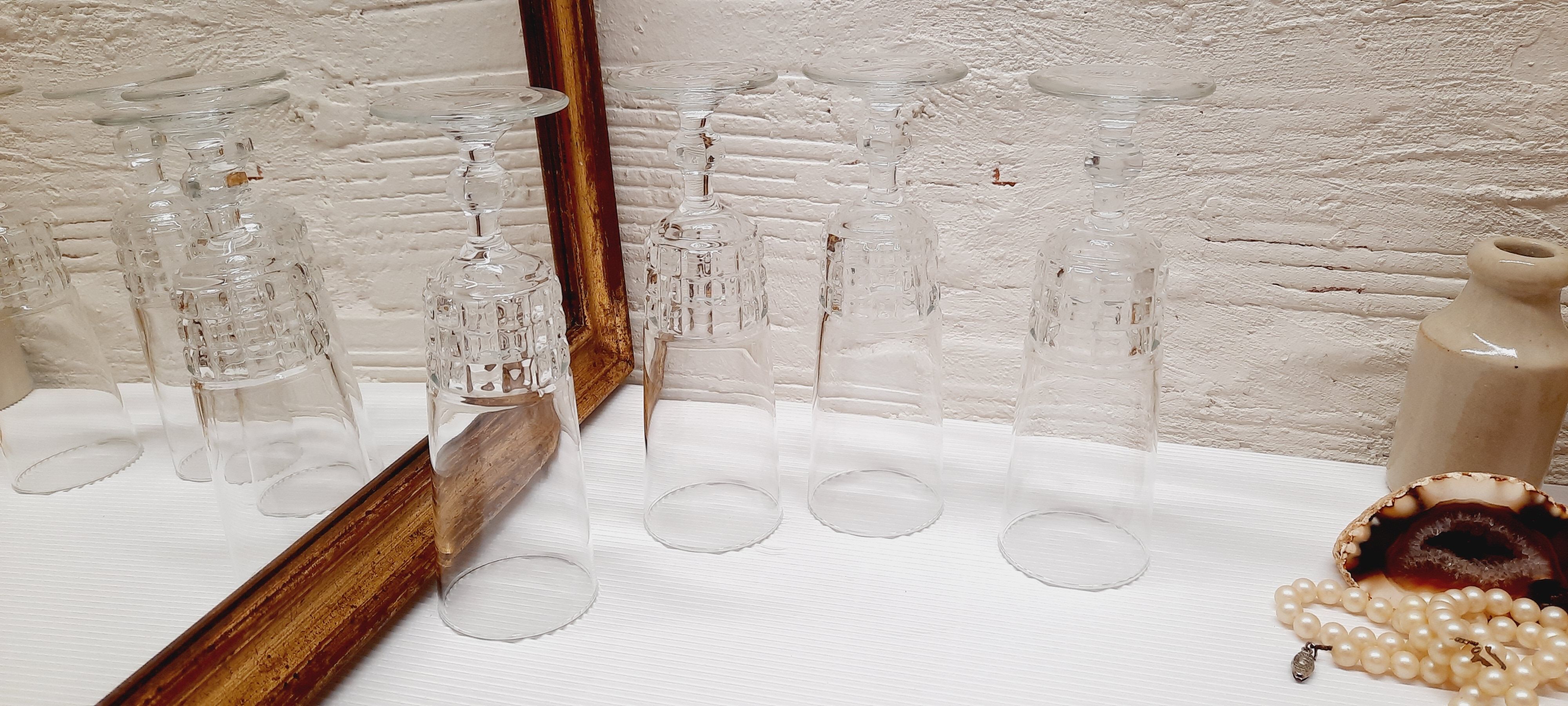 Set 4 champagne flutes diamond tips