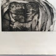 Gravure en noir sur velin fort signée de mamer, sans titre, 1970