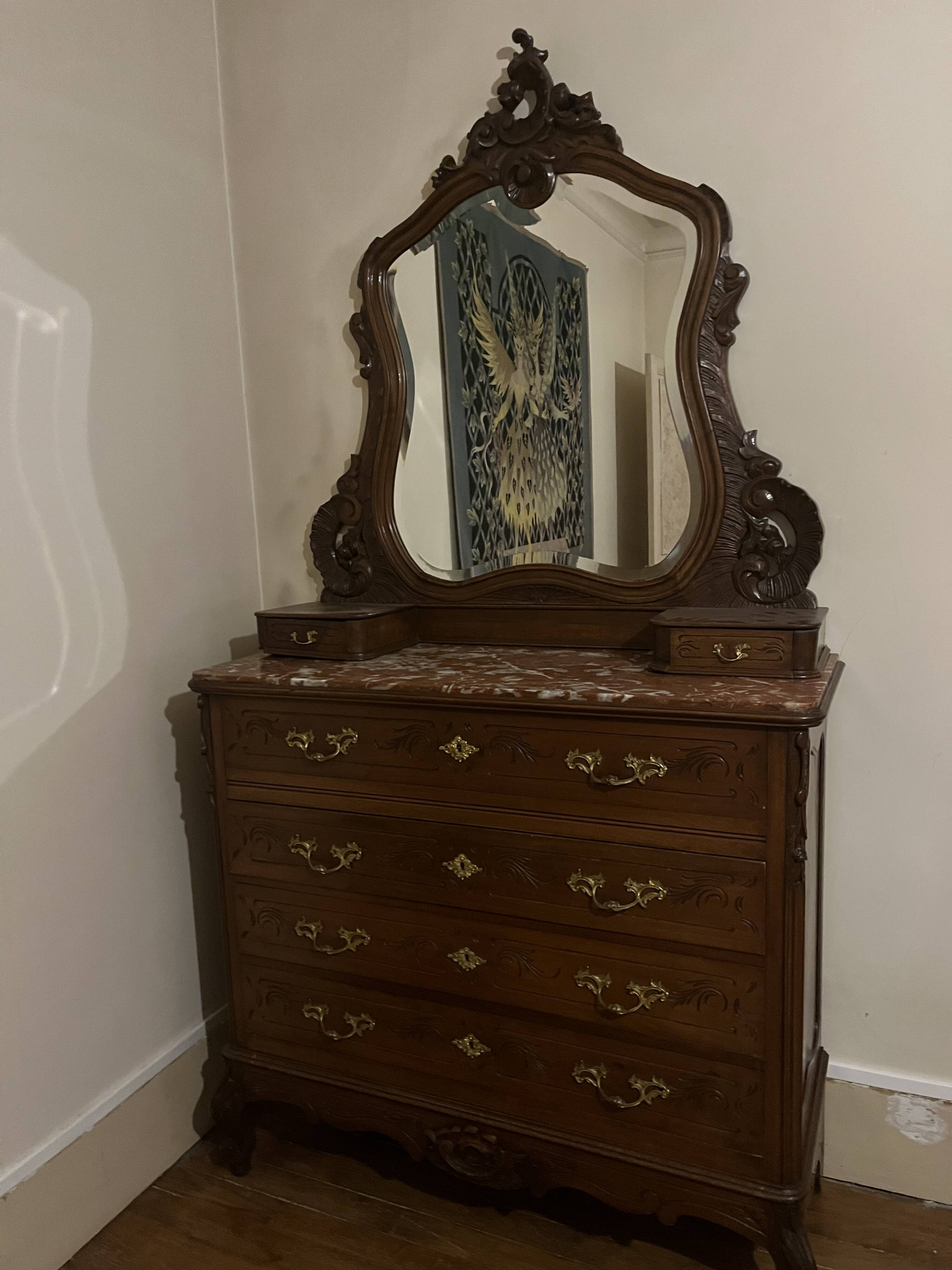 160x190 Louis XV Provençal wooden bed