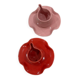 Set of cups mugs water lily ceramic handmade pop red poppy