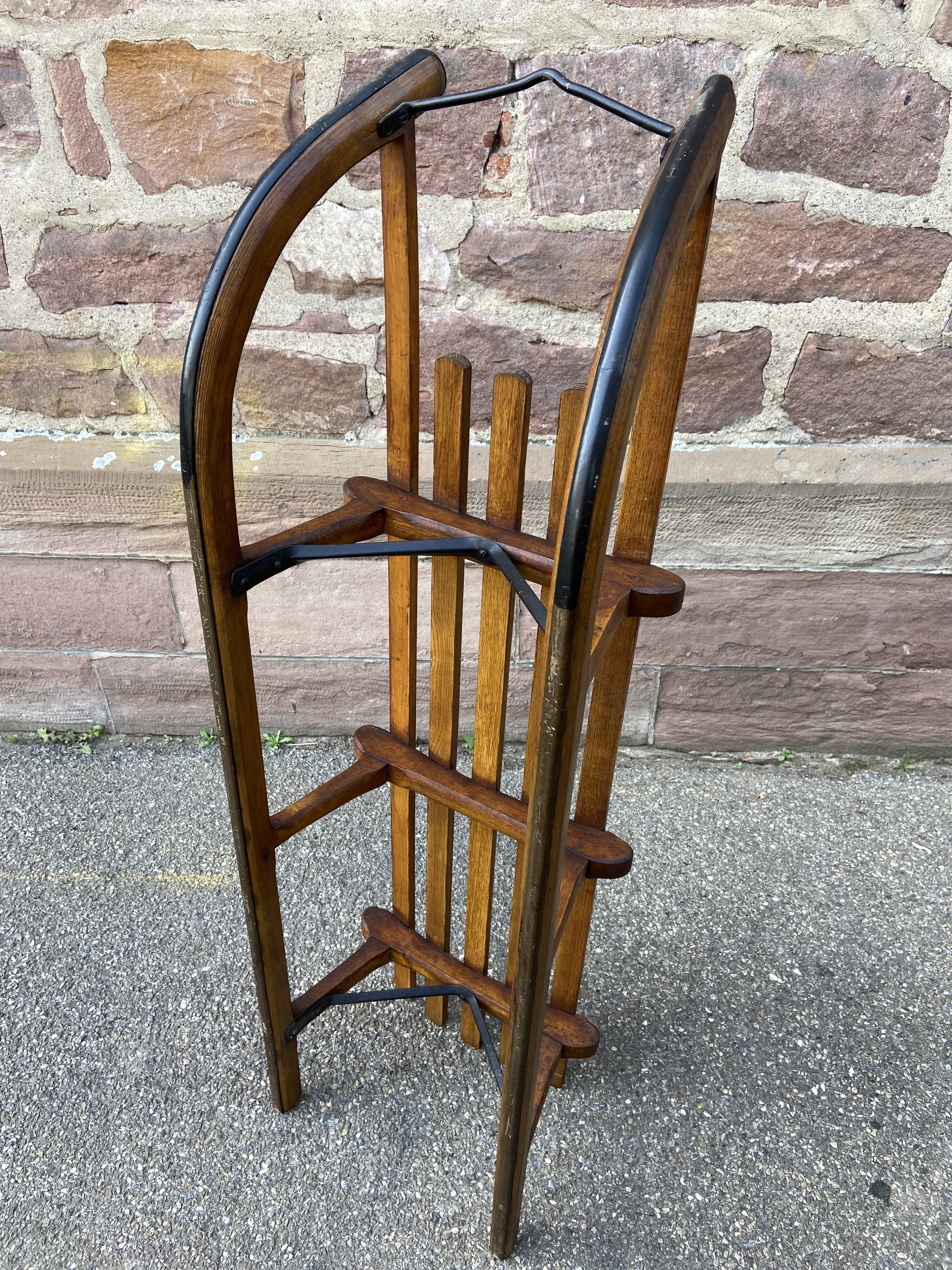 Antique sled toboggan Snow winter sport vintage