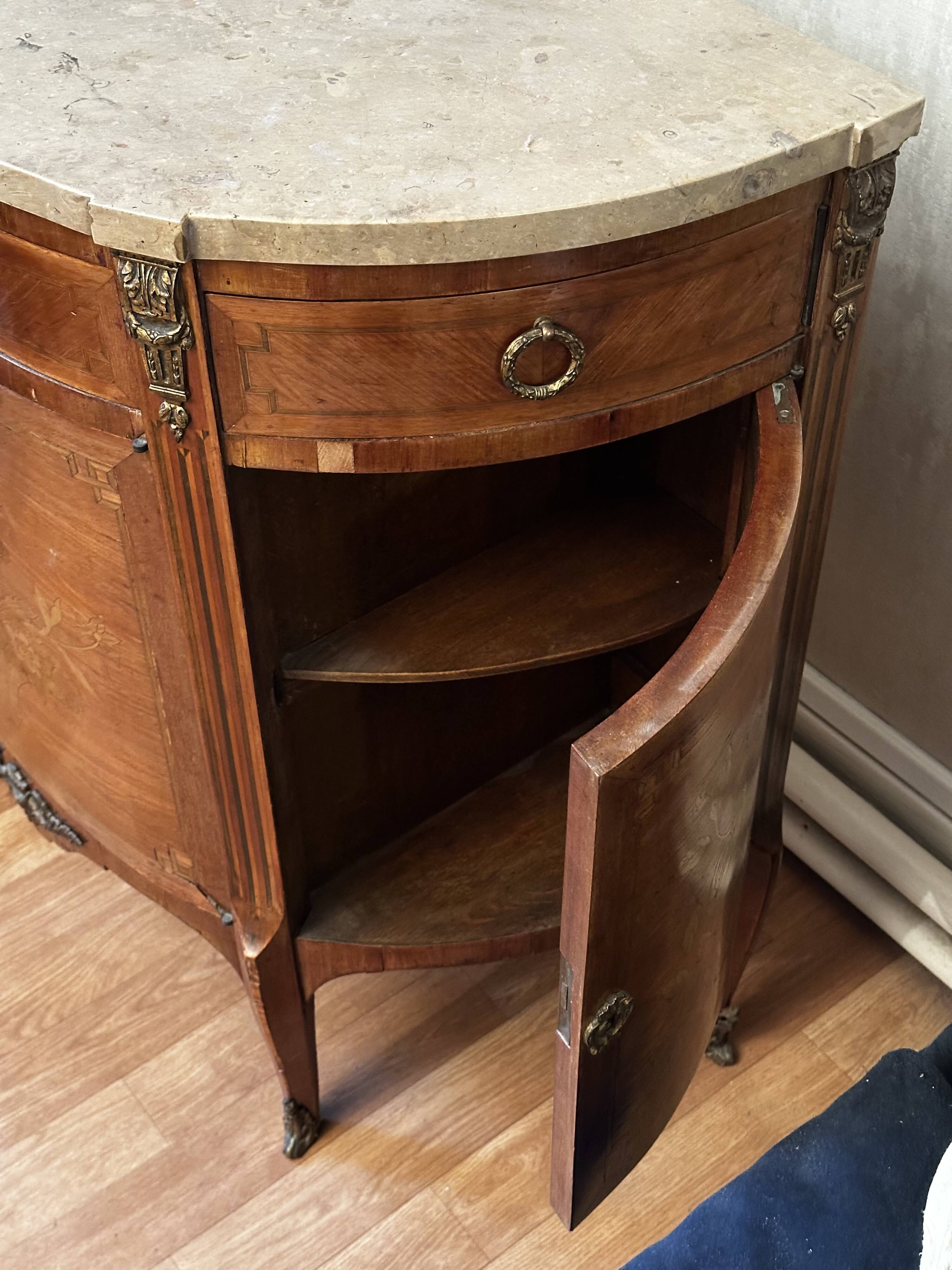 Louis XVI Style Half-Moon Chest of Drawers with Marquetry