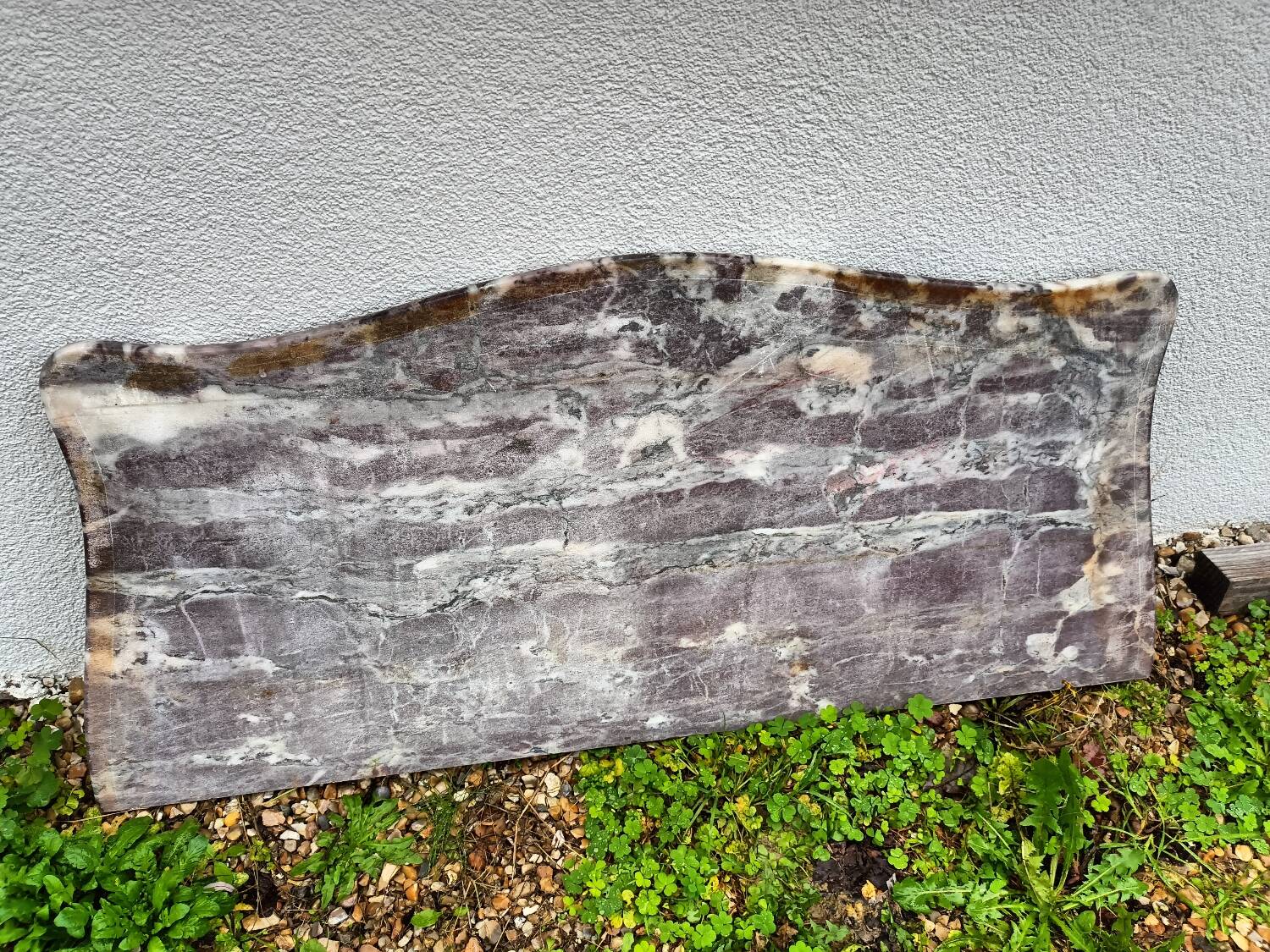 Old marquetry chest of drawers, Louis XV style marble top