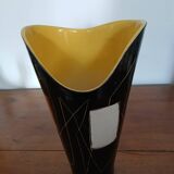 Yellow and black ceramic vase