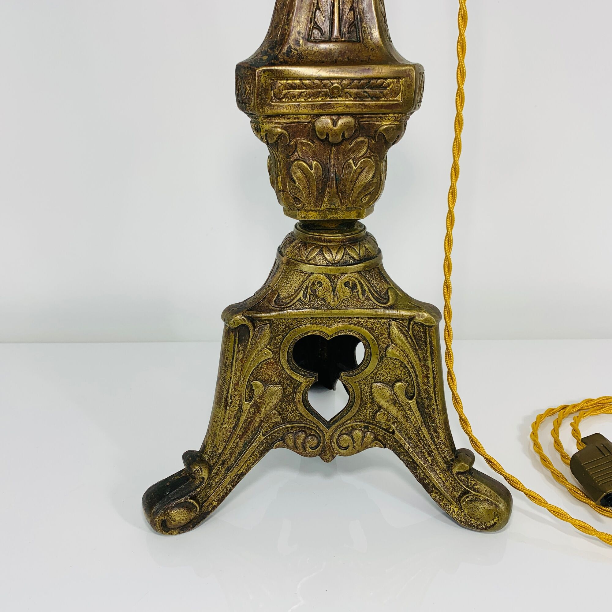 Lamp foot Bronze gilded brass old spat candle church 19th candelabra
