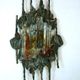 Large brutalist iron & ice Murano glass sconce / wall lamp, 1960s
