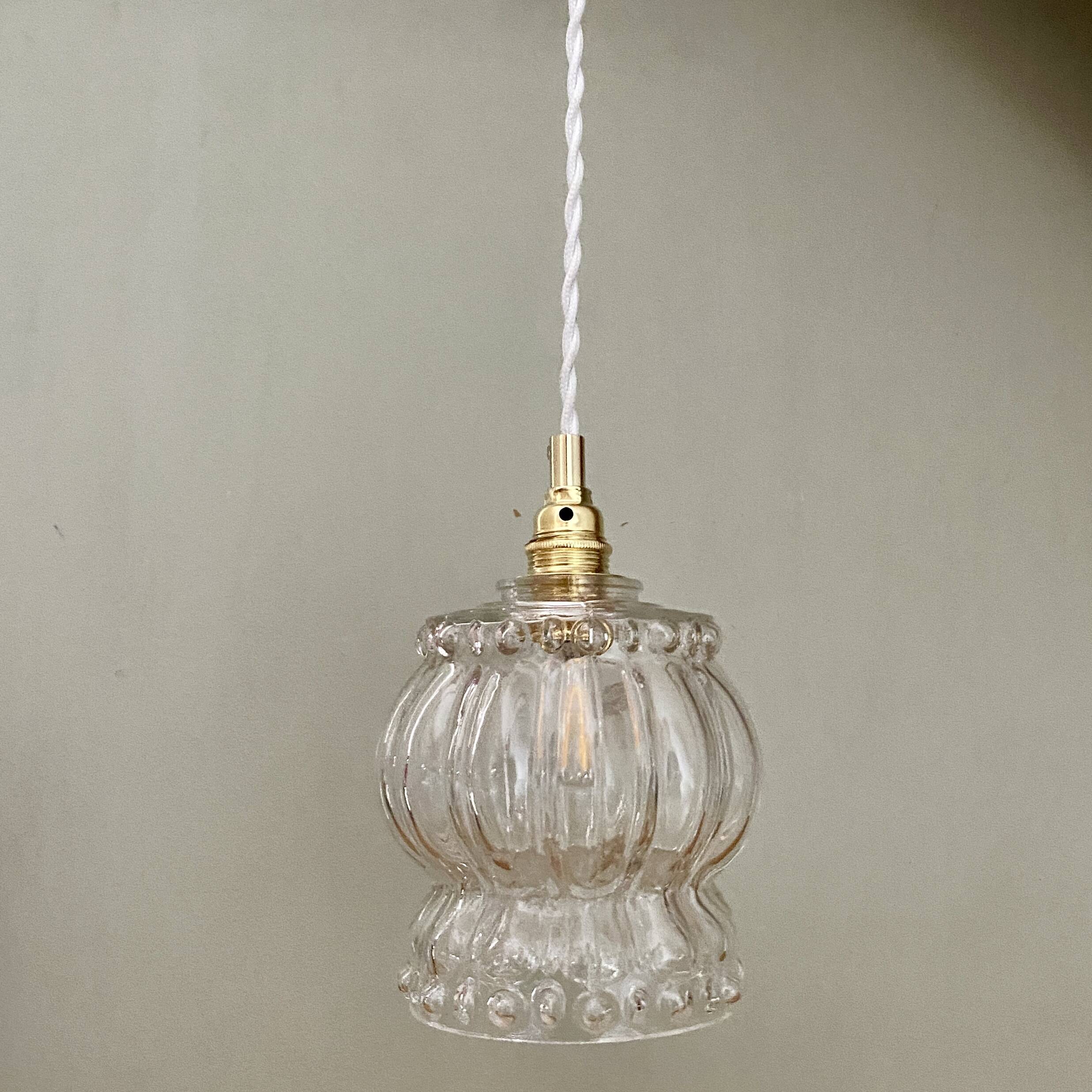 Vintage molded glass globe pendant light