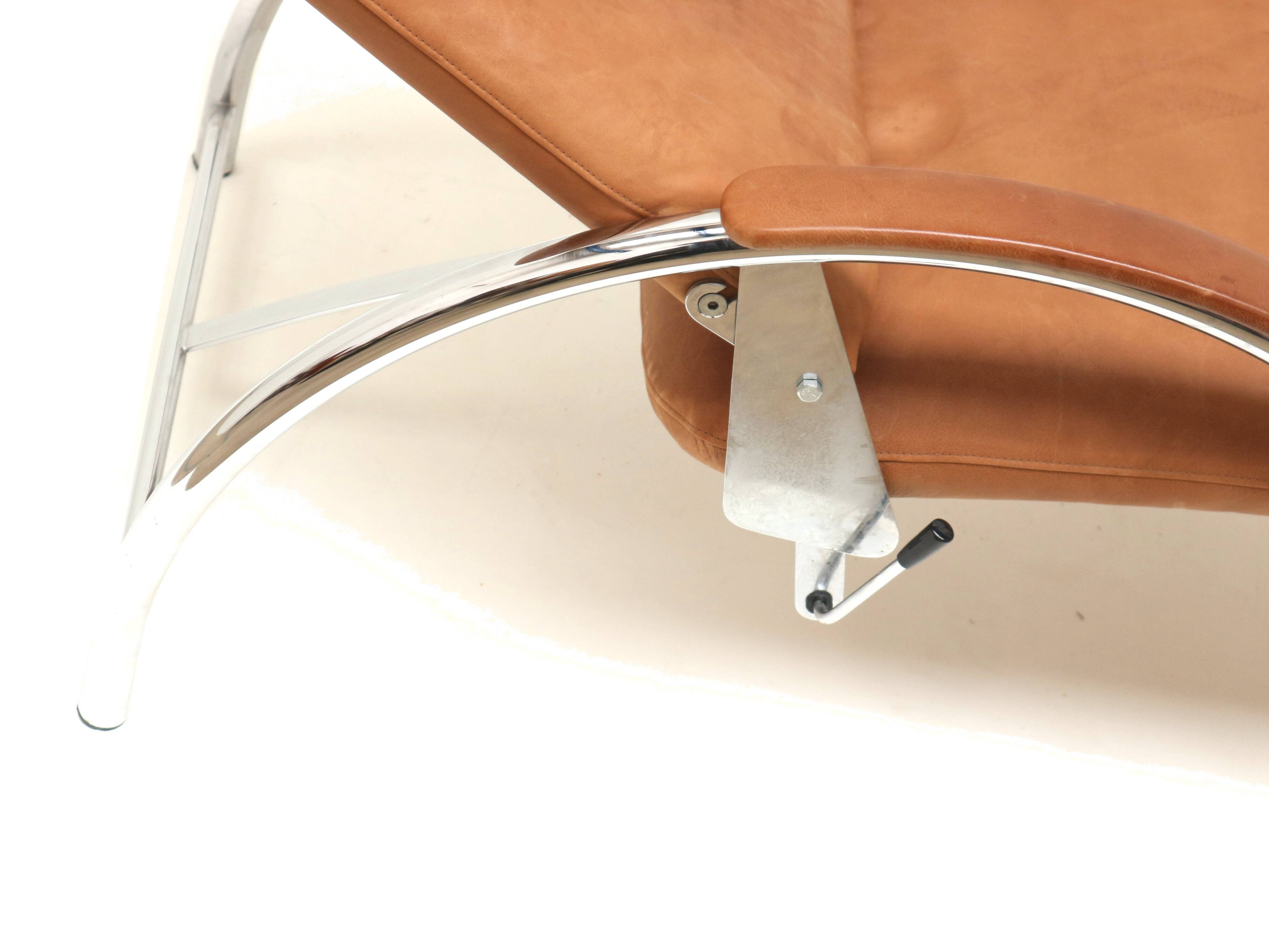 Optima adjustable relax armchair by Ingmar Relling in cognac leather