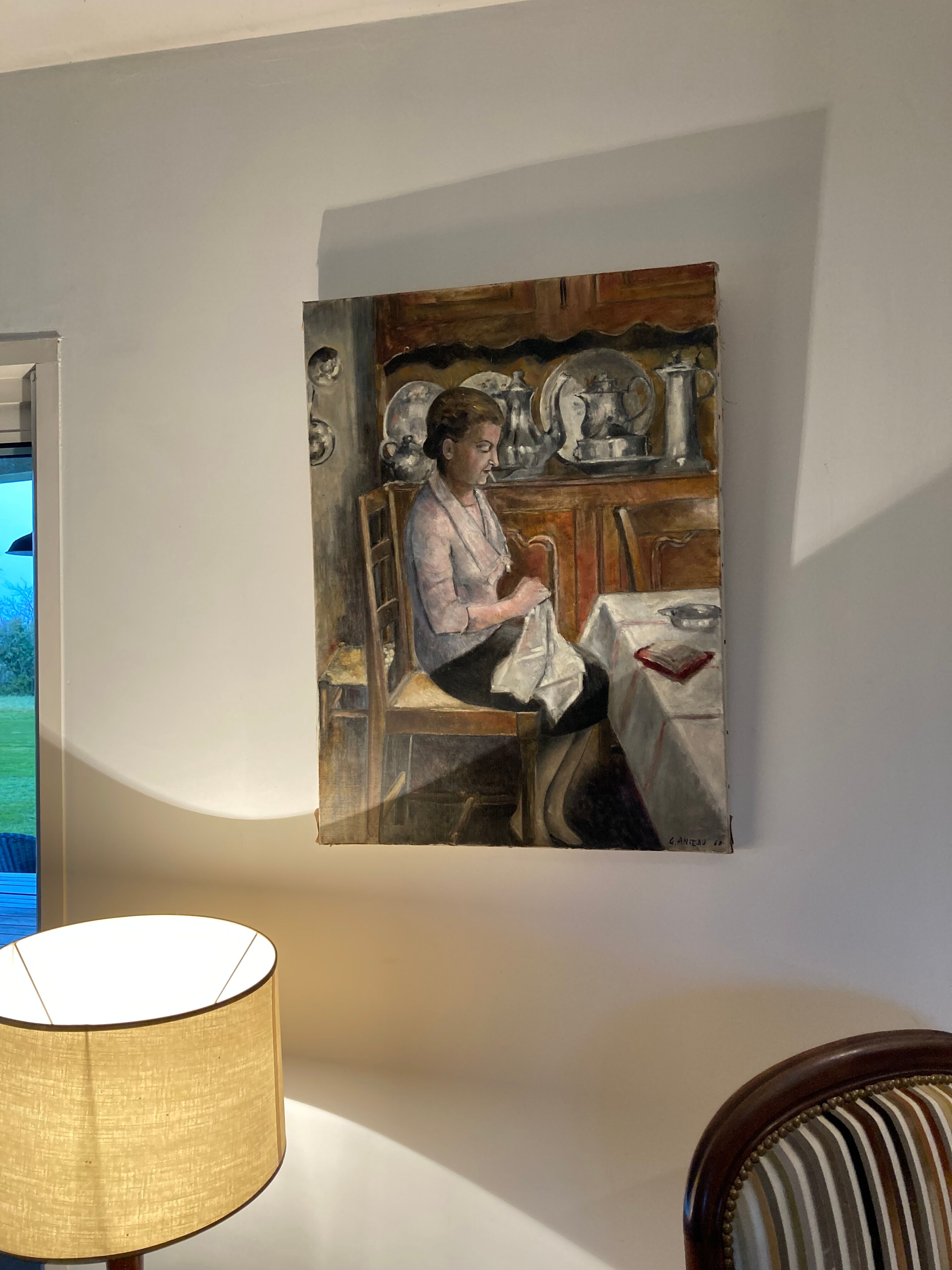 Oil on canvas scene of life