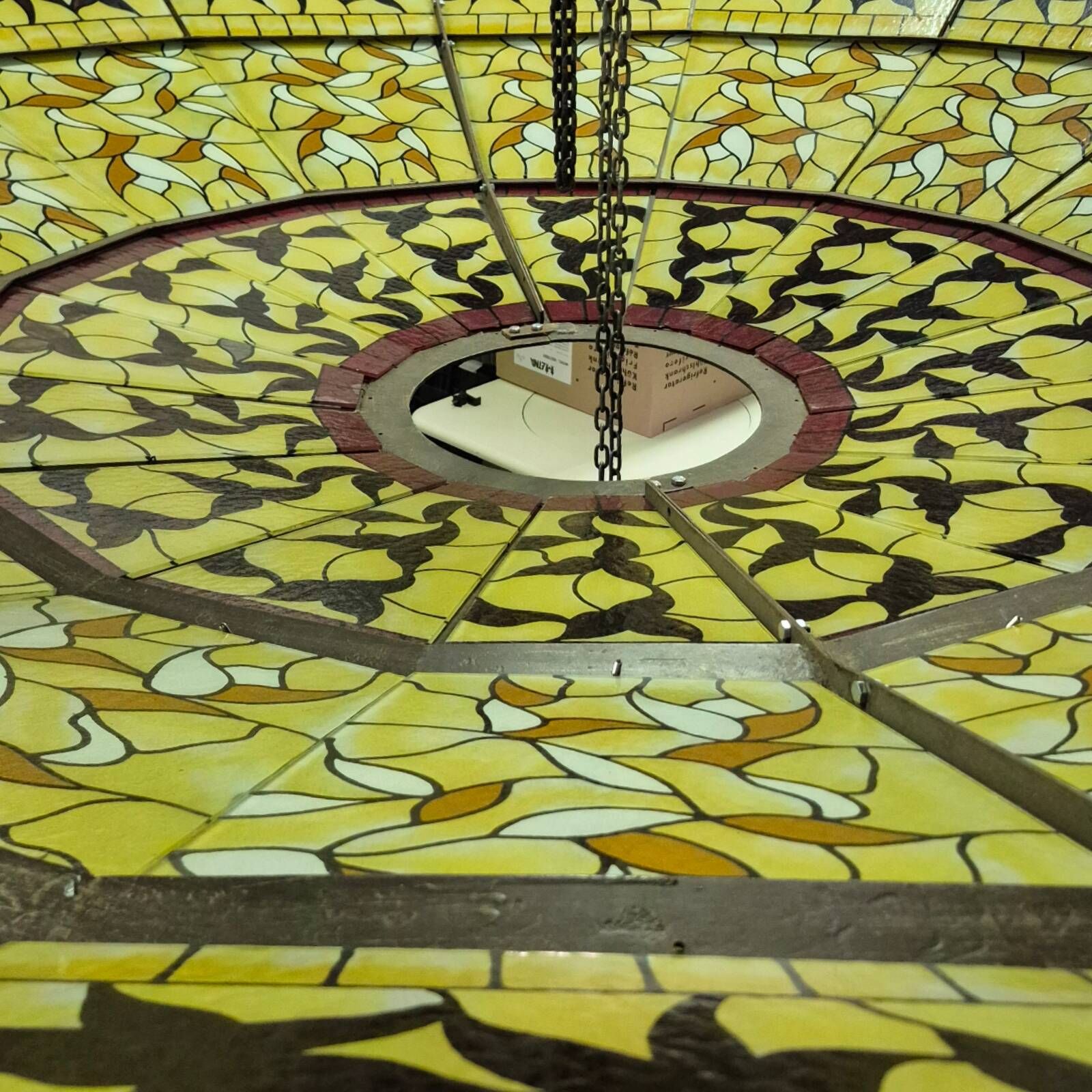 Impressive Tiffany Style Stained Glass Chandelier from the 1990s