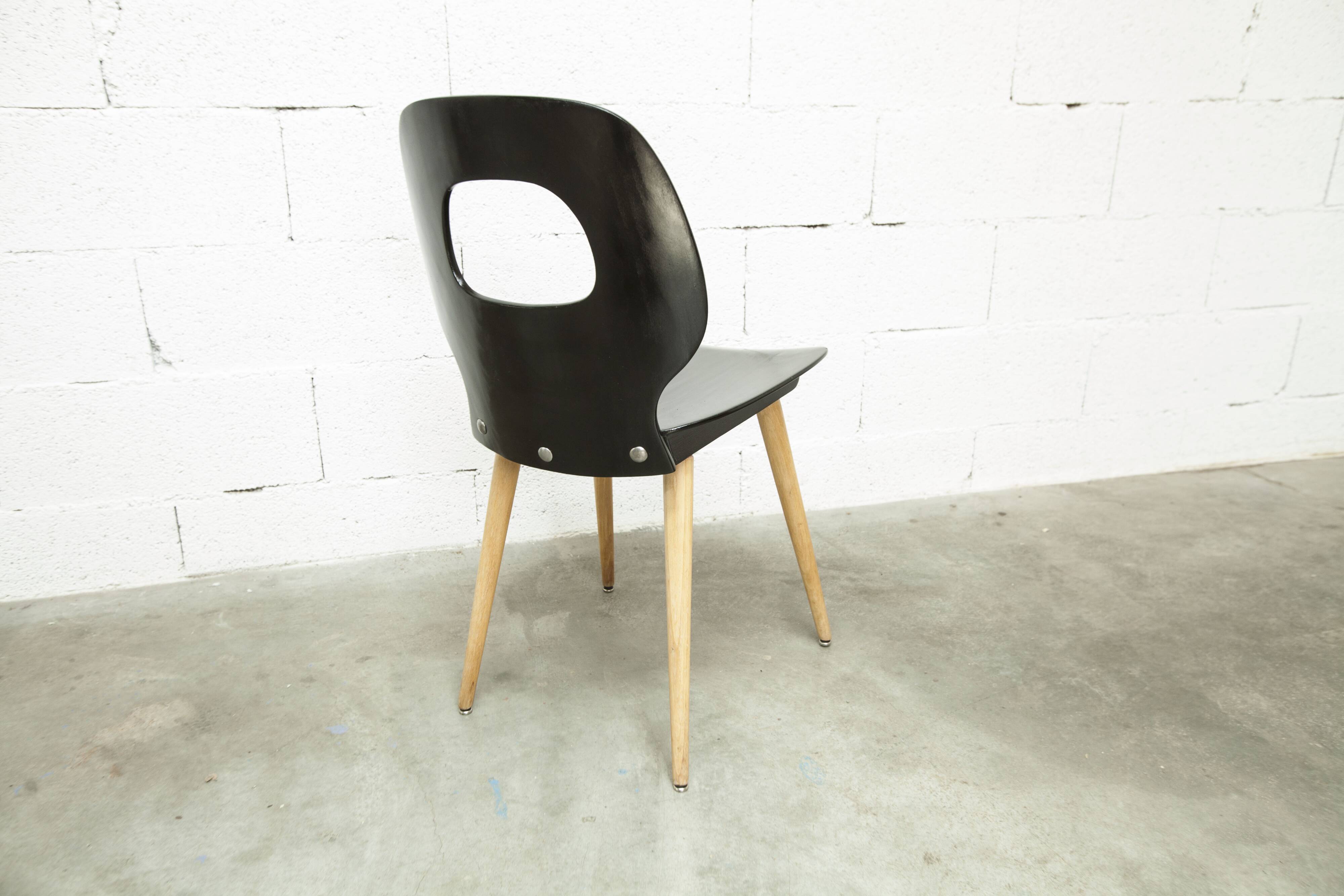Chaie Baumann model eye 1960 moulded plywood black and wood