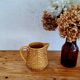 Pichet Digoin Sarreguemines woven basket effect caramel vintage