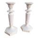 Pair of antique Italian ceramic candlesticks.