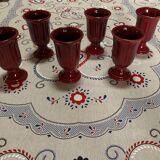 Lot de 6 mazagran en céramique émaillé bordeaux