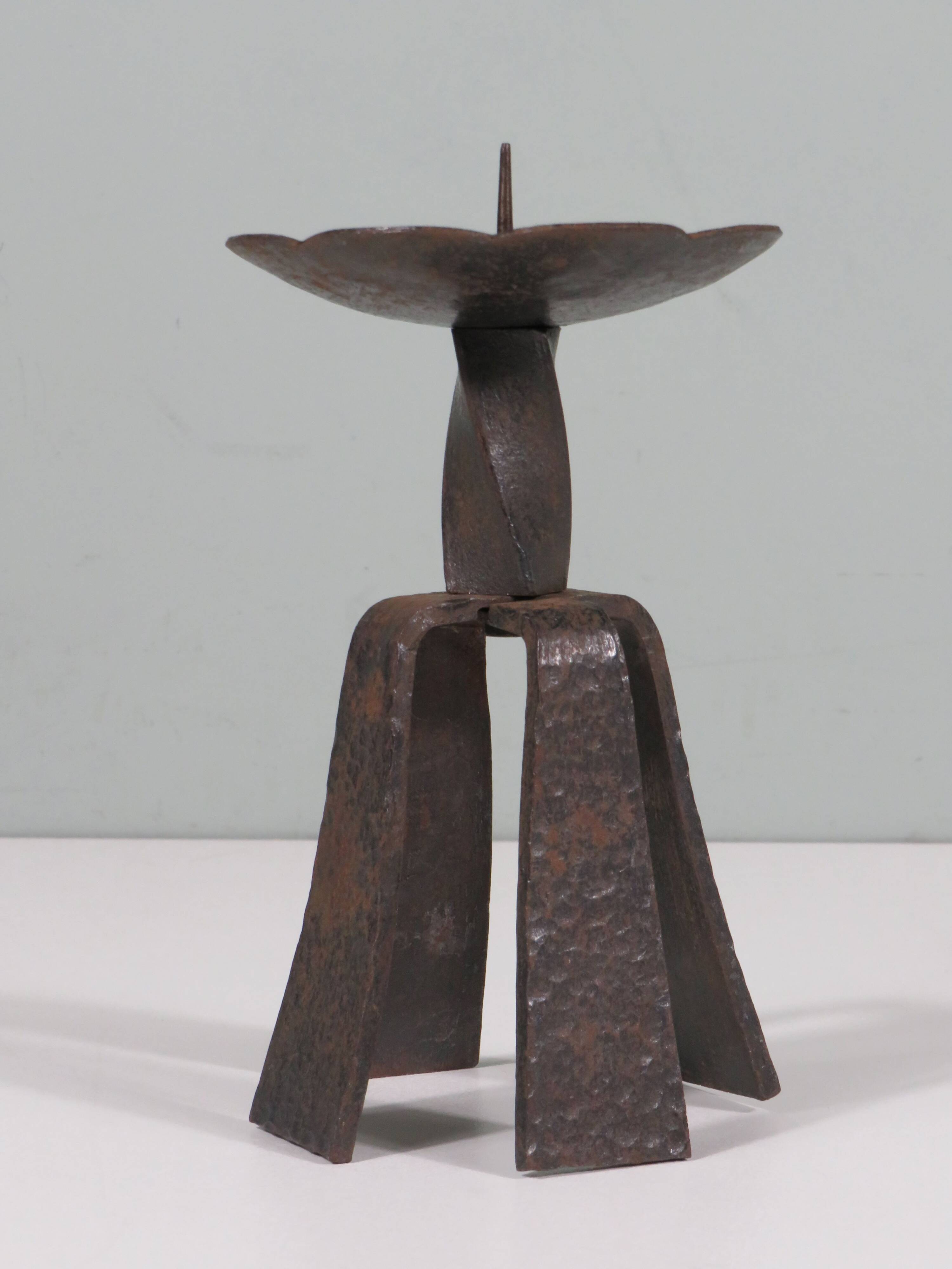 Hand forged vintage and brutalist candlestick