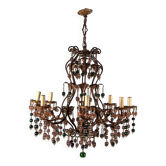 Golden iron and tin chandelier - Italy early 20th century