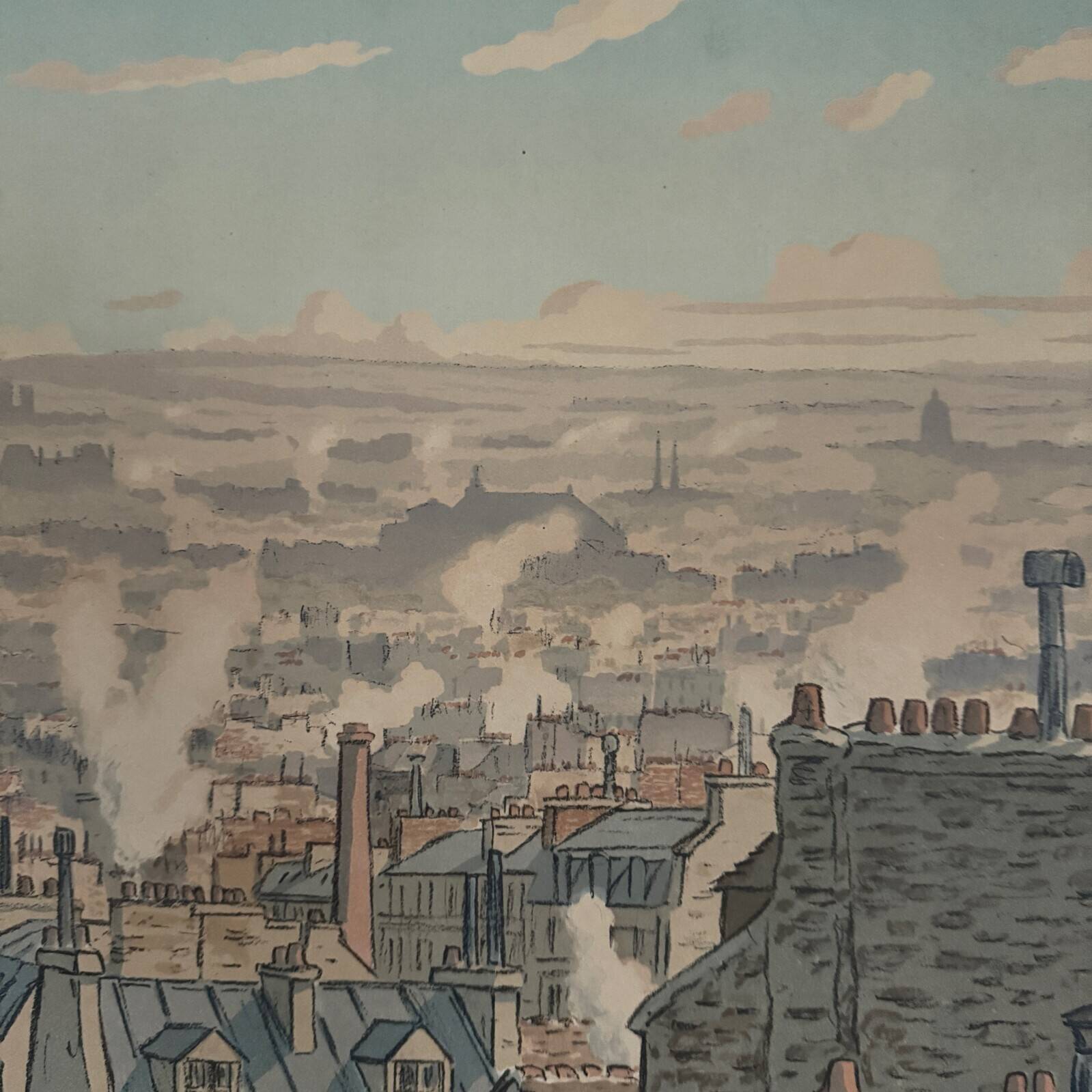 Lithograph by Henri Rivière, Parisian Landscapes, Paris seen from Montmartre