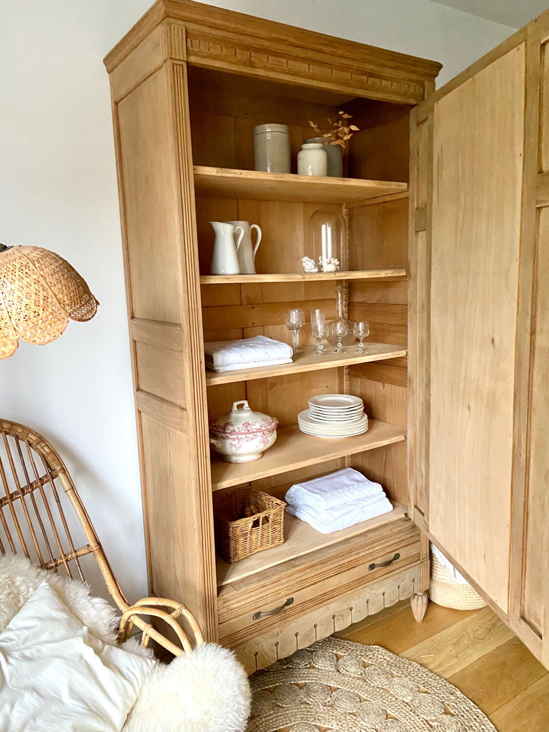 Parisian art deco cabinet 1930 in raw wood