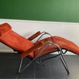 Relax armchair / chrome and velvet lounge chair produced by Lama 1970