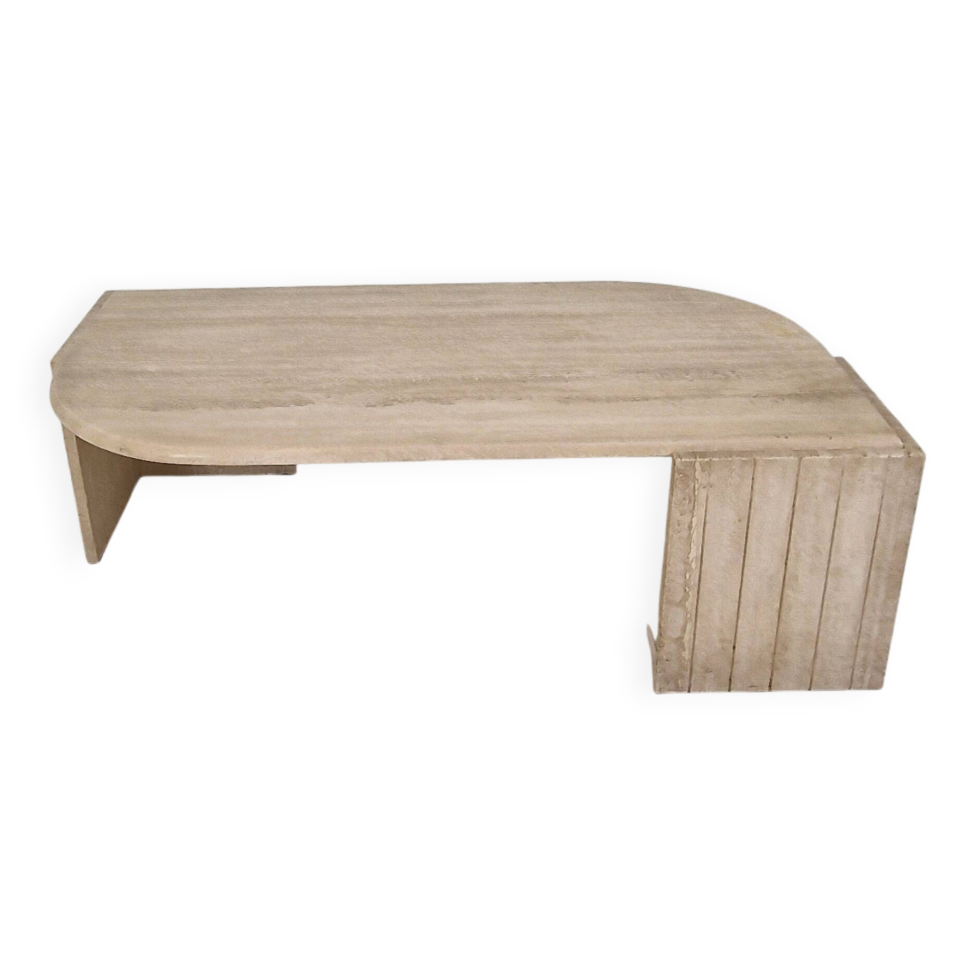 Table basse italienne en travertin, années 1980