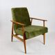 Armchair 'Lis', 1970s olive green design by Henryk Lis - natural wood