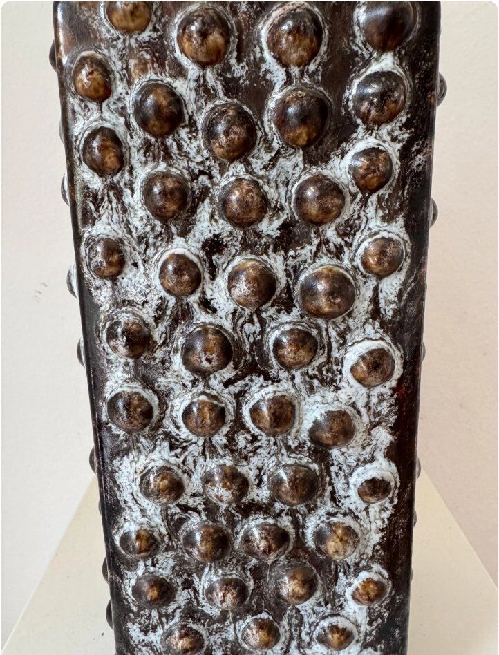 Lampfoot table lamp in stoneware with dots and relief from PM Keramik, Denmark, 1970s