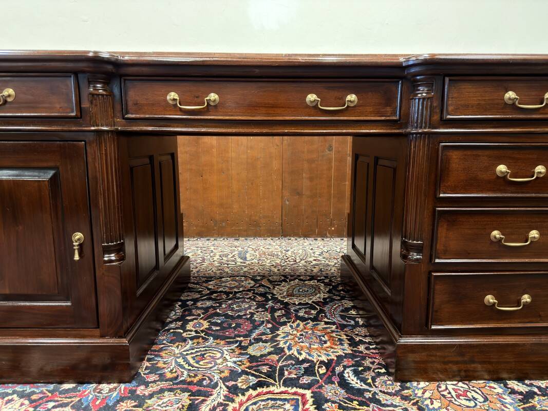 Classic English Desk with Green Inlay