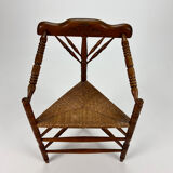 Solid Oak And Wicker Triangular Chair, 1950s