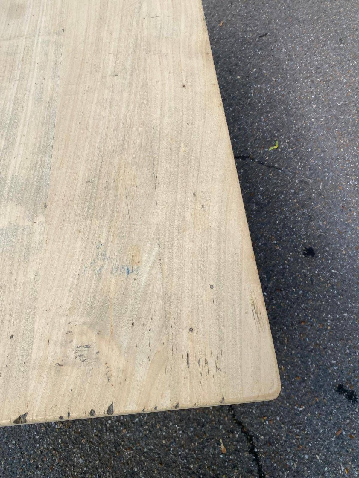 Renovated farmhouse table in raw solid wood with 2 drawers, 1920, 140x80cm.