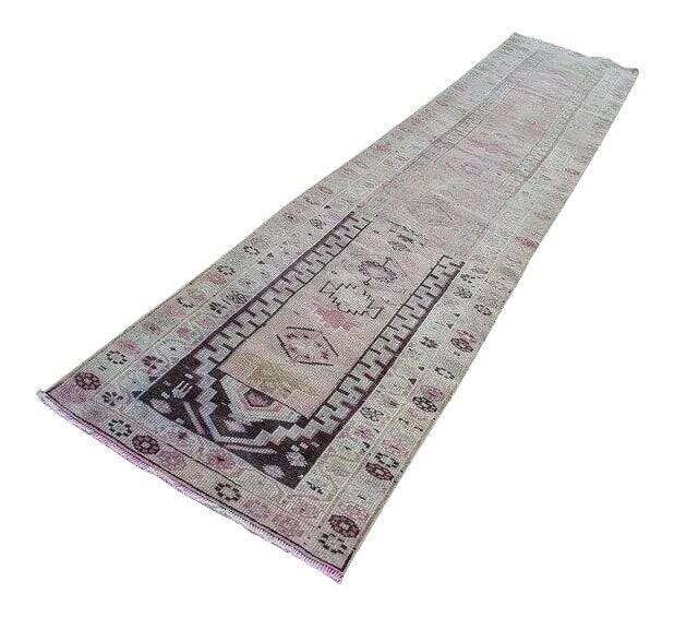 Vintage Turkish hallway rug 85x397 cm