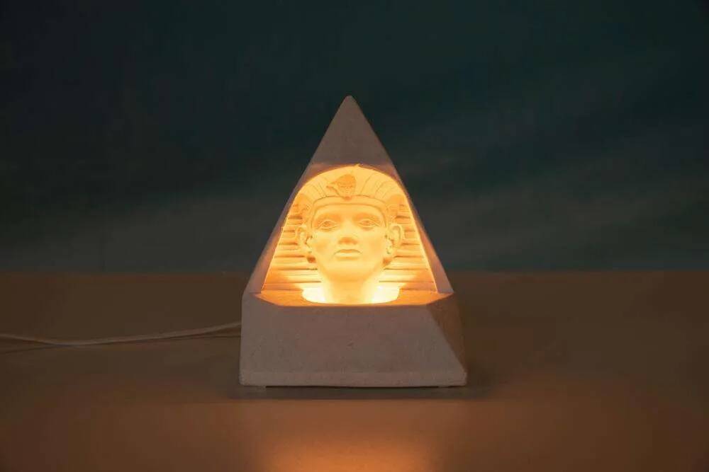 Egyptian stone table lamp, vintage 70s/80s mood lamp.