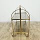 Mid-Century Folding Bar Cart – Brass and Ribbed Plexiglass – 1960s