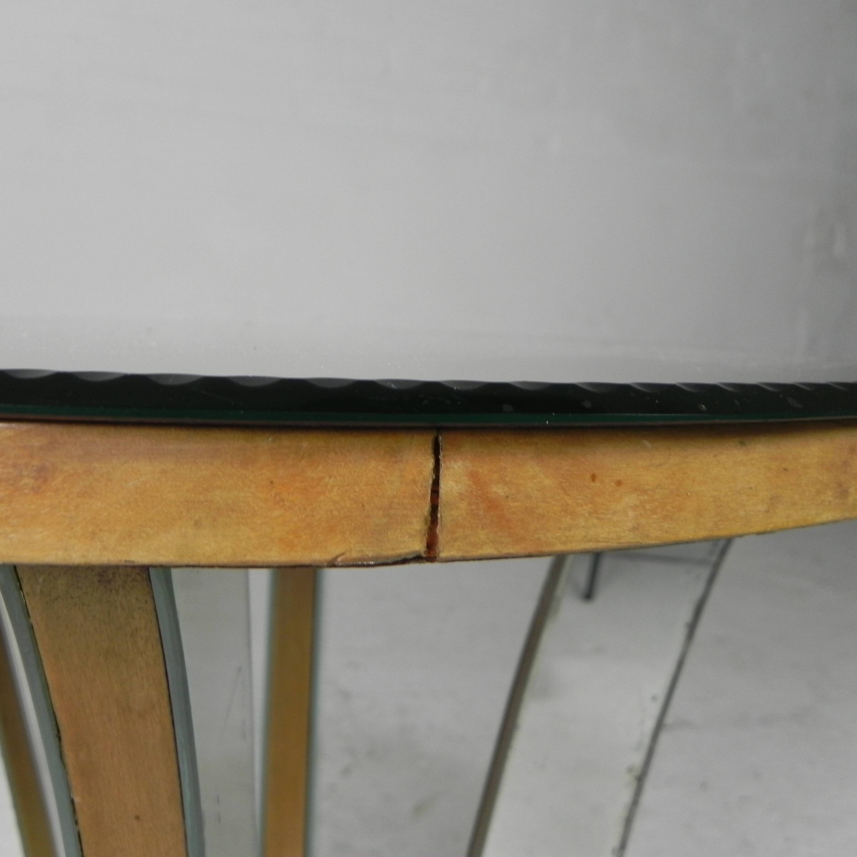 Art Deco coffee table, side table, with mirror glass and walnut veneer, 1930s