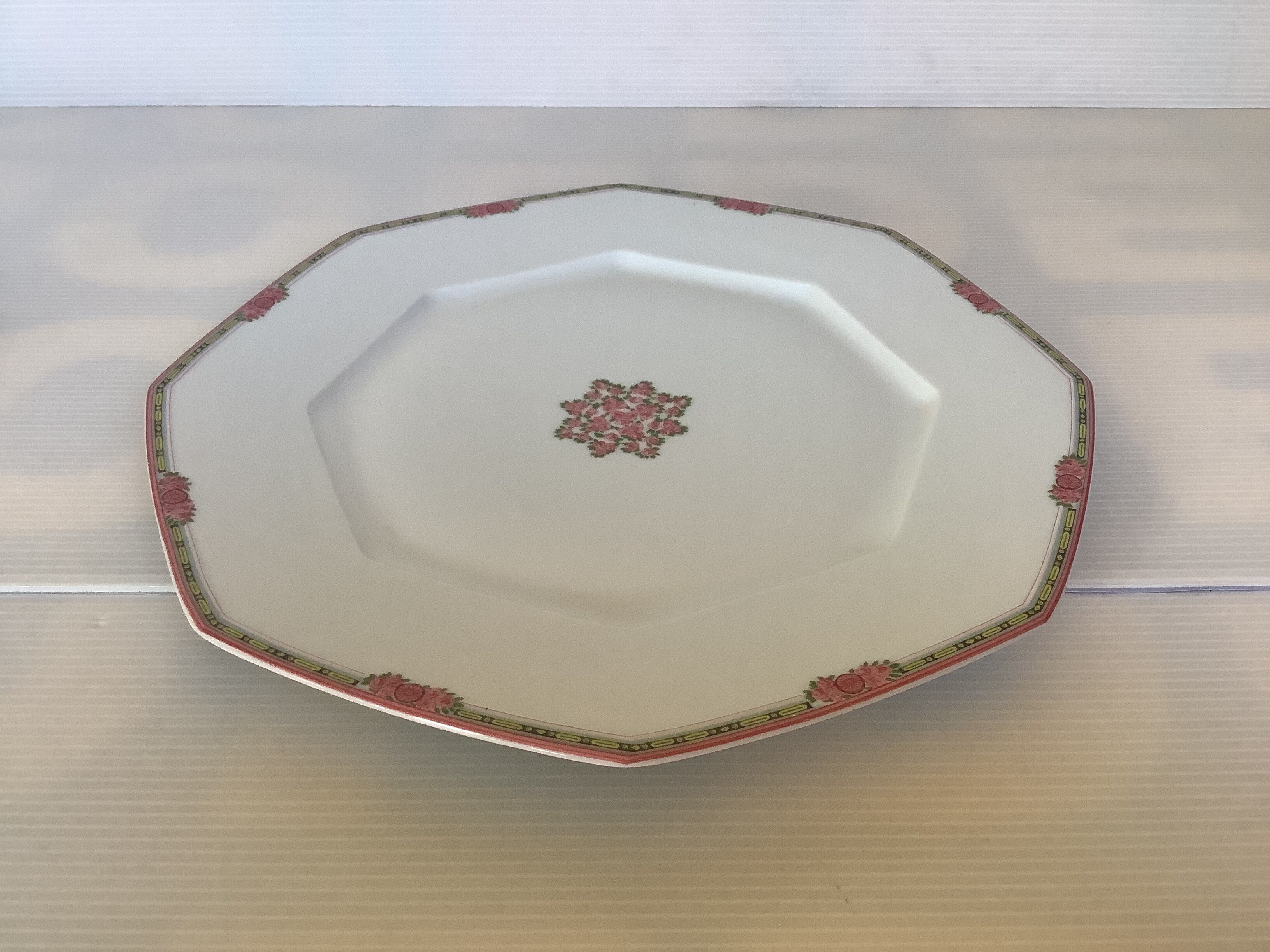 Octagonal plate thousand roses pyramid field Haviland Limoges