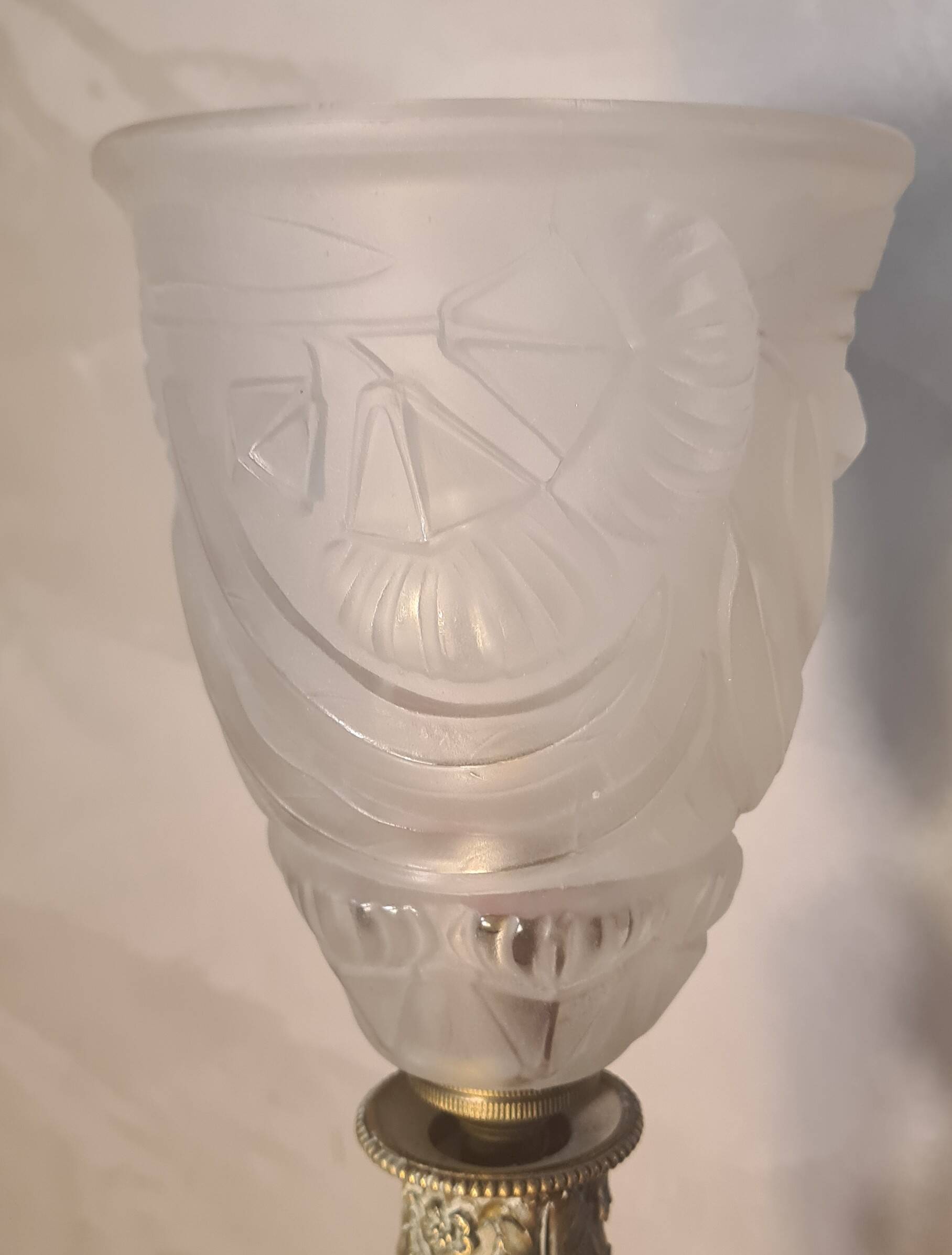 19th century chiseled bronze lamp